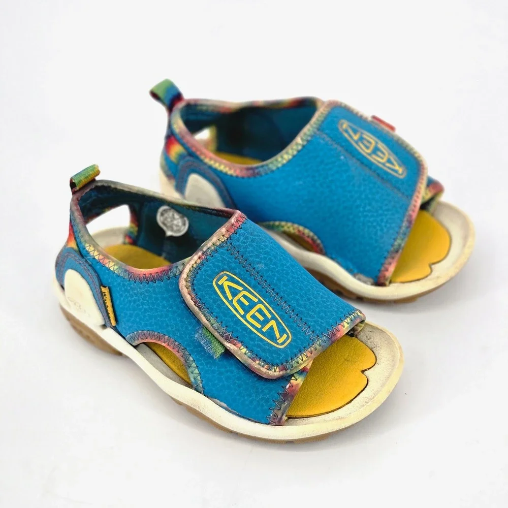 KEEN Kids Knotch River OT Blue Yellow Tie Dye Water Sandals Size 8 Toddler GUC